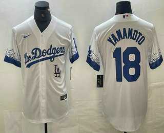 Men's Los Angeles Dodgers #18 Yoshinobu Yamamoto White 2021 City Connect Cool Base Stitched Jerseys,We sell and wholesale Men's Los Angeles Dodgers #18 Yoshinobu Yamamoto White 2021 City Connect Cool Base Stitched Jerseys on line form chian!